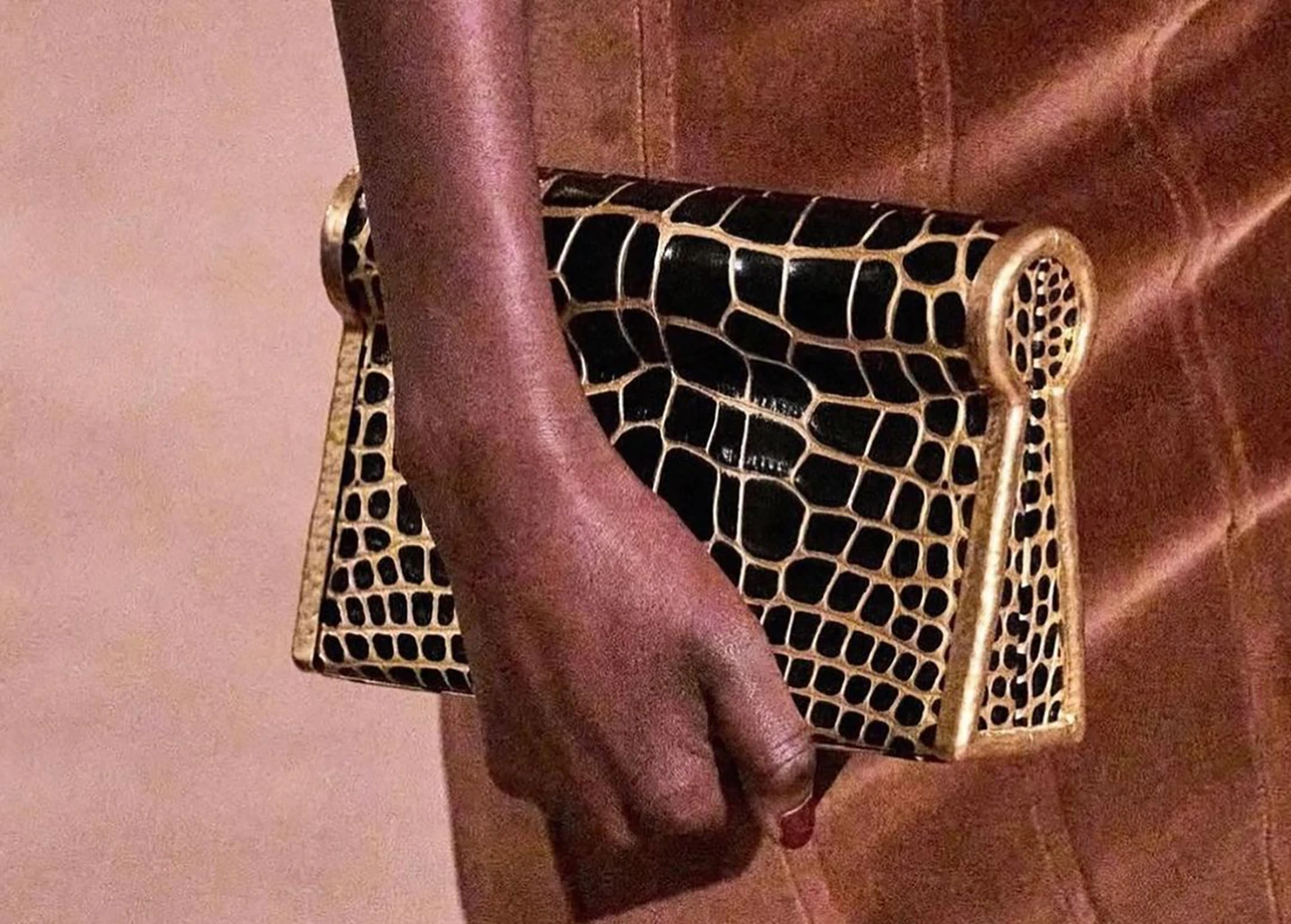 24K Gold interscale Pattern on Alligator Leather