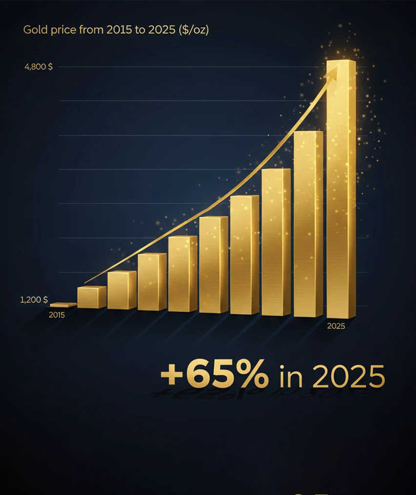 Evolution of Gold Price from 2015 to 2025