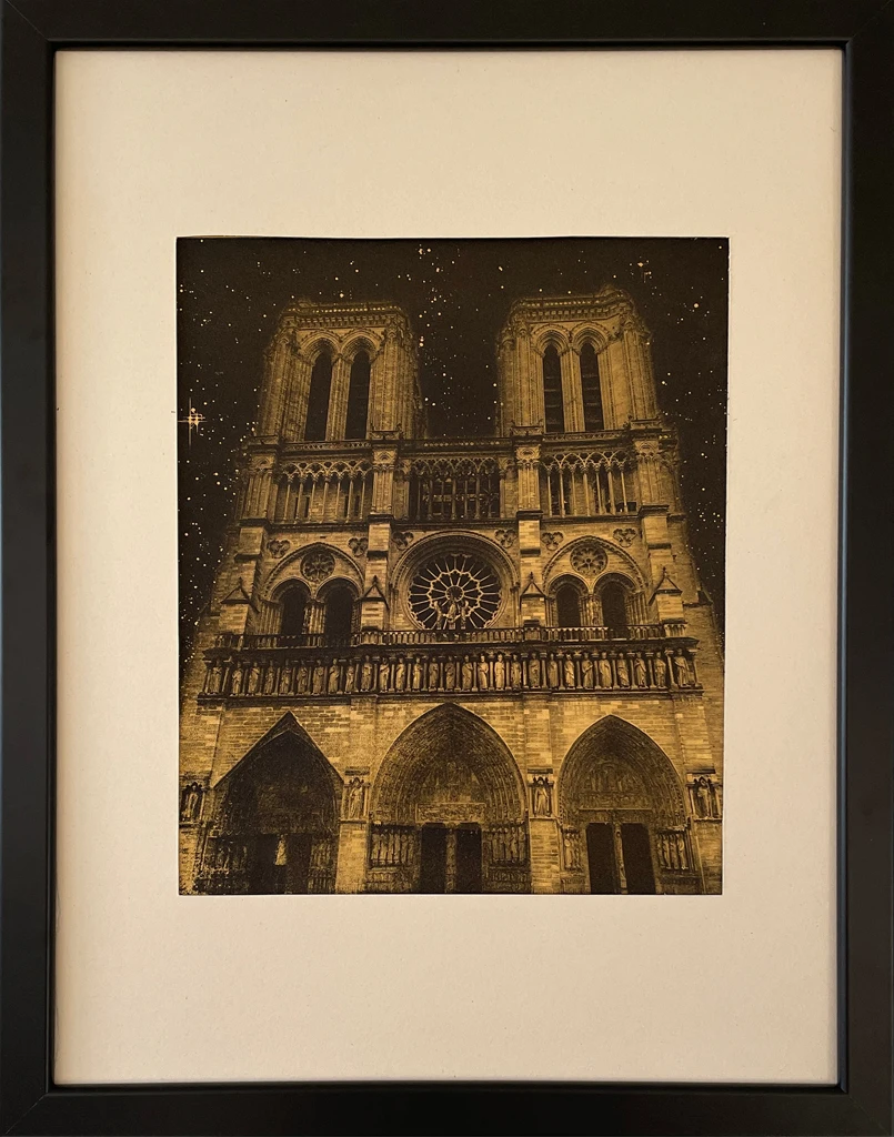 Lumière Retrouvée : an artwork by Daumet, 24K Gold engraving on Black Calfskin