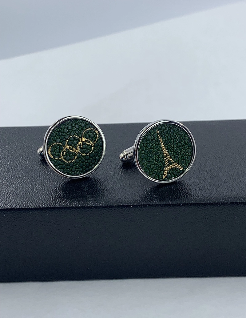 24K Gold Pattern on Shagreen Cufflinks