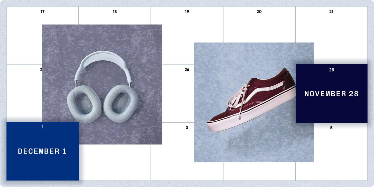 BFCM 2025 marketing calendar highlighting Black Friday and Cyber Monday sales period.