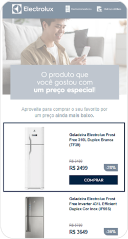 Electrolux uses triggered emails to re-engage with visitors interested in products when those products are discounted.
