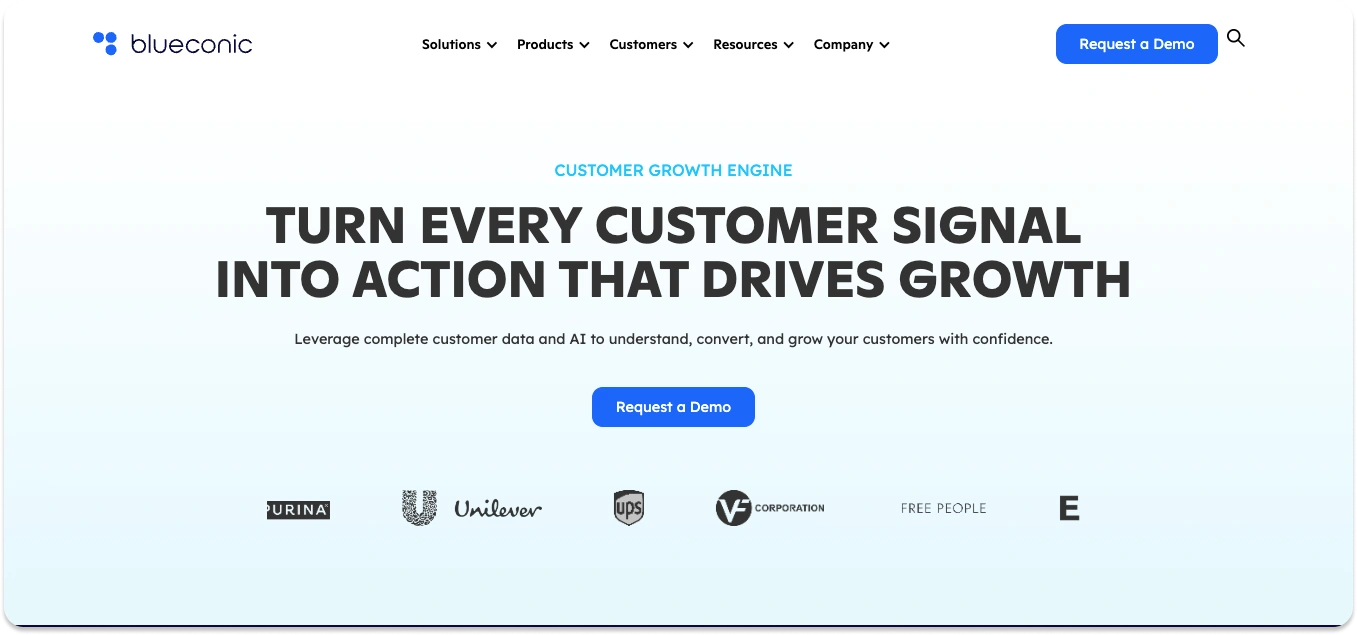 Homepage of one of the best audience segmentation tools, Blueconic