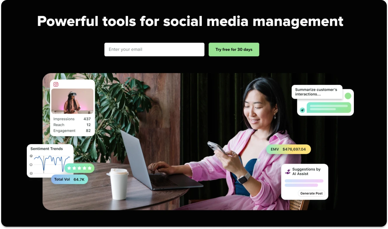 Customer segmentation tools homepage, Sprout Social