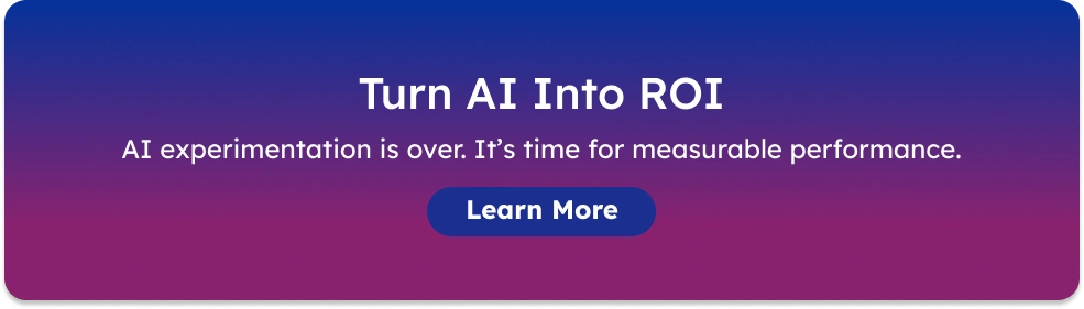 A CTA to learn more about turning AI into ROI with BlueConic.