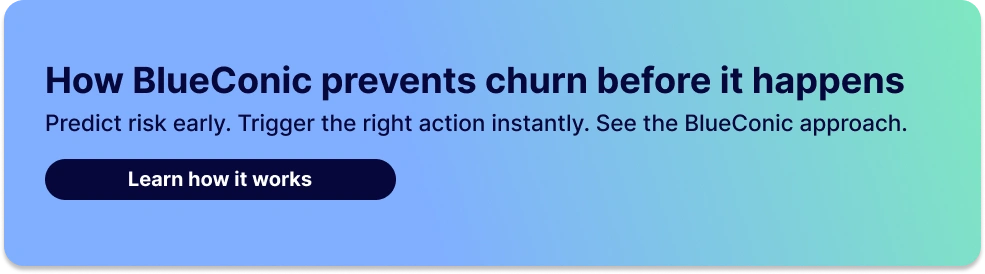 Graphic for BlueConic churn rate analysis prevention driving to customer drop-off prediction
