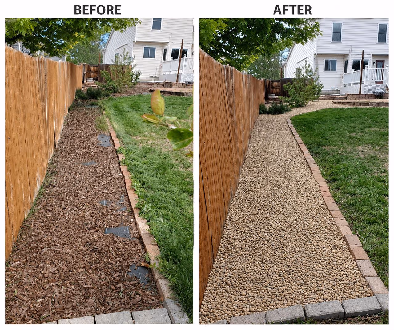 Before and after weed control and lawn maintenance service