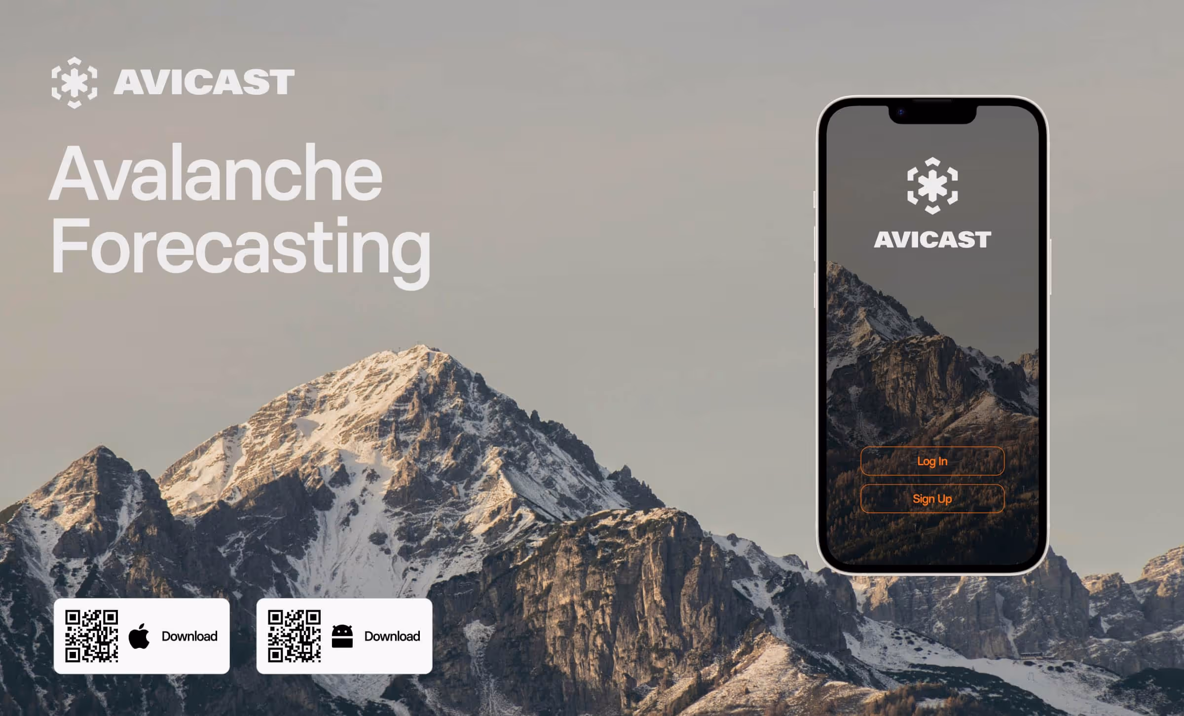 vicast UI screens presenting avalanche conditions and guidance