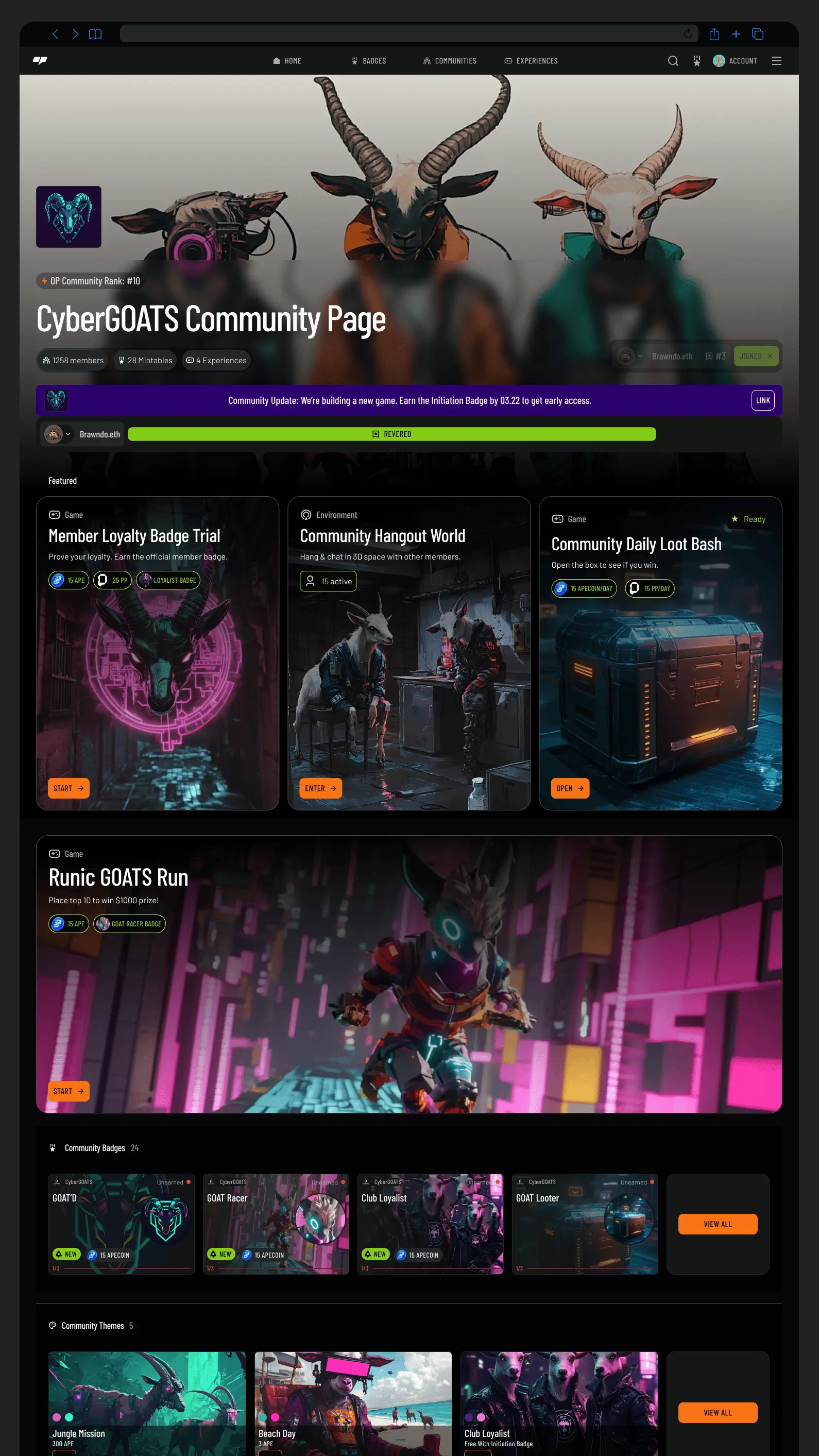 OpenPage interface mockup for avatar-first community experiences