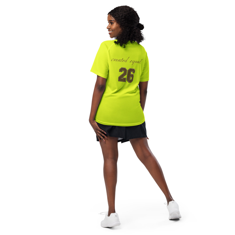 Made with 100% breathable polyester mesh, this unisex sports jersey provides optimal ventilation and comfort during intense workouts or leisure activities. The jersey’s relaxed fit and extended length offer extra coverage, while the binding on the collar ensures long-lasting durability and a polished look.

• 100% breathable polyester (mesh)
• Fabric weight: 4.13 oz./yd² (140 g/m²)
• Relaxed fit
• Elastic and durable
• Side-seamed construction
• Extended length
• Short raglan sleeves
• Binding on collar
• Classic round neckline	
• Blank product sourced from China