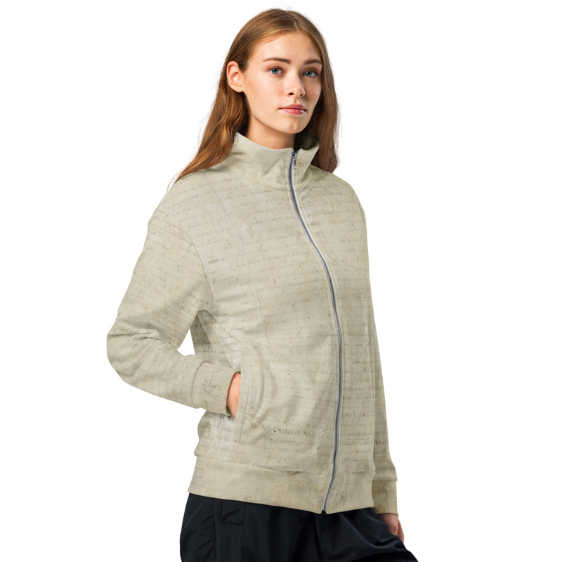 Stay warm and trendy with this zip-up track jacket—perfect for workouts, outdoor activities, and everyday wear. It’s made from recycled materials, has brushed fleece inside for warmth, and zippered pockets.

• 96% recycled polyester, 4% elastane for manufacturing in the US/Mexico
• 95% recycled polyester, 5% elastane for manufacturing in Latvia
• Fabric weight: 9.08 oz./yd.² (308 g/m²)
• Soft cotton-feel fabric face
• Brushed fleece fabric inside
• Relaxed unisex fit
• Premium-quality zippers
• The recycled content of this product is certified under GRS (Global Recycled Standard)
• Blank product components sourced from China and the US

Disclaimer: In areas where the fabric is double-layered (like pockets), details from the inner fabric layer may subtly show through, especially with lighter designs.