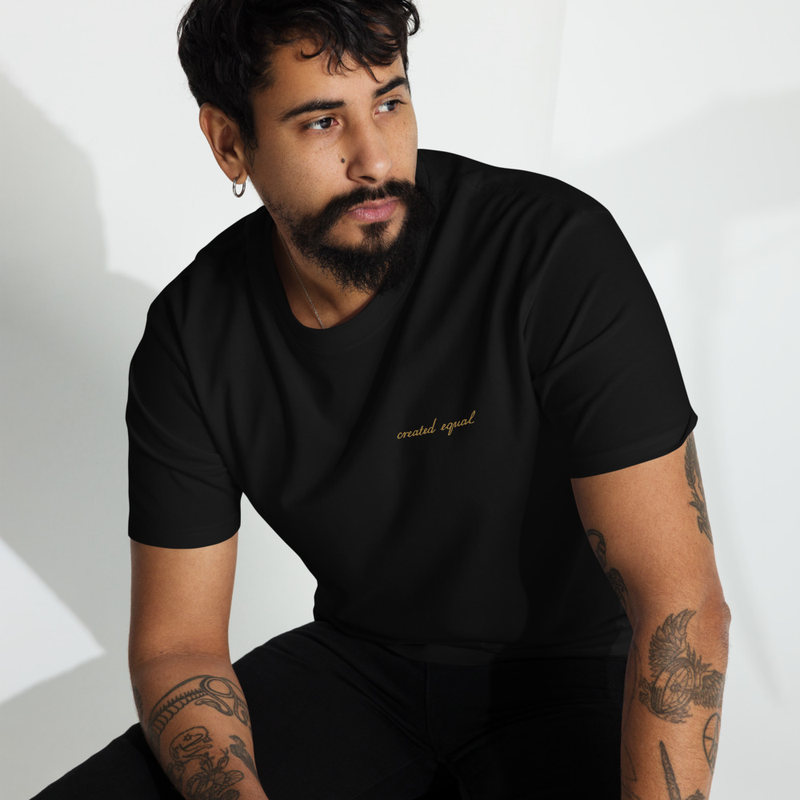 Elevate your outfit with the men’s premium heavyweight tee. The tee has a structured, classy fit and is both durable and soft thanks to its ring-spun cotton material. Layer the t-shirt or wear it on its own and enjoy great looks with little effort!

• 100% combed ring-spun cotton
• Charcoal Heather and Carbon Grey is 60% cotton and 40% polyester
• Fabric weight: 6.5 oz/yd² (220 g/m²)
• 20 singles
• Regular fit
• Side-seamed construction
• 1 × 1 rib at collar 
• Single-needle edge stitch 7/8″
• Blank product sourced from Bangladesh