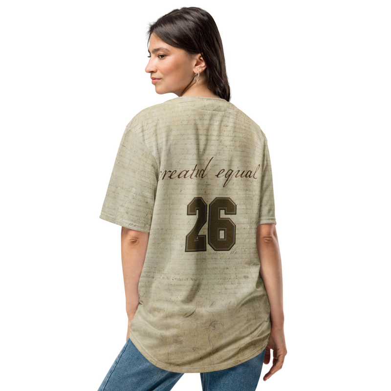 Step up your game with a classic baseball jersey. It’s made from recycled fabric and features moisture-wicking fabric for all-day comfort. Wear it to cheer your favorite team or show off your sporty look on the streets.

• 100% recycled polyester
• Fabric weight: 8.10 oz./yd.² (275 g/m²)
• Moisture-wicking fabric
• UPF 50+ protection
• Regular fit
• Button closure
• Drop tail
• The fabric is OEKO-TEX 100 standard and Recycled Claim Standard (RCS) certified
• Blank product components sourced from Mexico

Disclaimer: In areas where the fabric is double-layered, details from the inner fabric layer may subtly show through, especially with lighter designs.