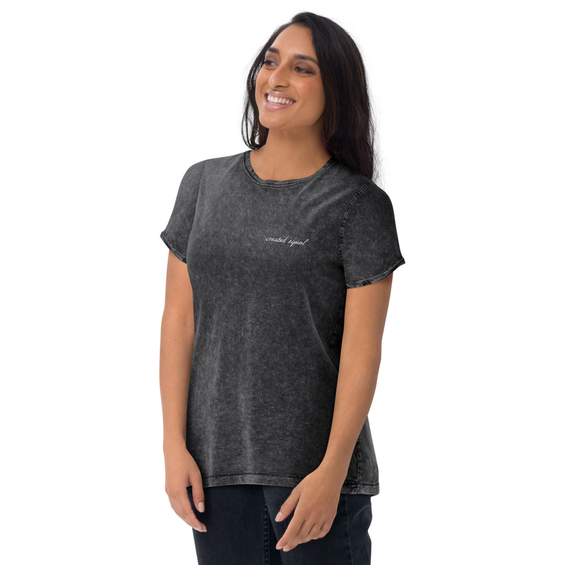 This denim t-shirt is made out of 100% combed cotton and has a classic rounded neckline with ribbed sleeve cuffs. It's soft, comfortable, and a must-have for every fashion enthusiast!

• 100% combed cotton
• Fabric weight: 4.7 oz./yd.² (160 g/m²)
• Rounded neckline 
• Short-sleeved with 1x1 ribbed cuffs
• Blank product sourced from Bangladesh