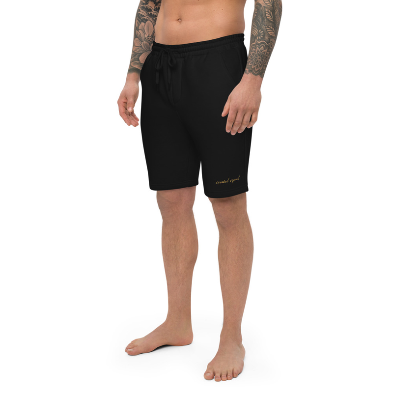 The men’s fleece shorts are soft, comfy, and great for lounging indoors or going out. The shorts have 1 back pocket, 2 jersey-lined hand pockets, and an elastic waistband with a shoestring drawcord.

• 80% ring-spun cotton, 20% Polyester
• Grey Heather is 52% ring-spun cotton and 48% polyester
• 100% cotton face yarn
• 32 singles
• Fabric weight: 8.5 oz/yd² (280 g/m²)
• Relaxed fit
• Sewn eyelets
• Sewn fly detail
• Elastic waistband with shoestring drawcord
• Back pocket 
• Jersey-lined hand pockets
• Tapered knee opening