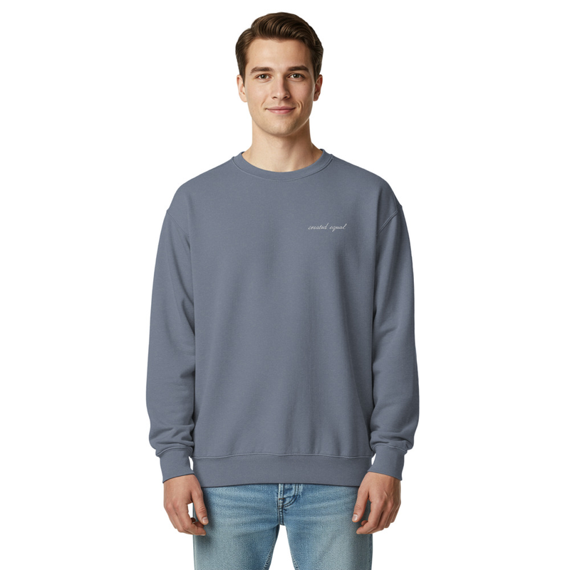 This sweatshirt is like a thrifted gem, but better. It provides a soft, worn-in feel, vintage-washed colors, and a relaxed fit—ideal for everyday wear.

• 80% ring-spun cotton, 20% polyester
• Garment-dyed 3-end fleece with a 100% cotton face
• Fabric weight: 9.5 oz./yd.² (322 g/m²)
• Yarn diameter: 30 singles
• Relaxed fit
• Side-seamed construction
• 1 × 1 rib at collar, cuffs, and waistband
• Forward-rolled shoulder
• Twill tape on the inside of the back neck
• Twill label
• The fabric of this product is OEKO-TEX Standard 100-certified
• Blank product sourced from El Salvador

Disclaimer: This sweatshirt undergoes garment-dyeing and softening processes, which may cause slight color variations.