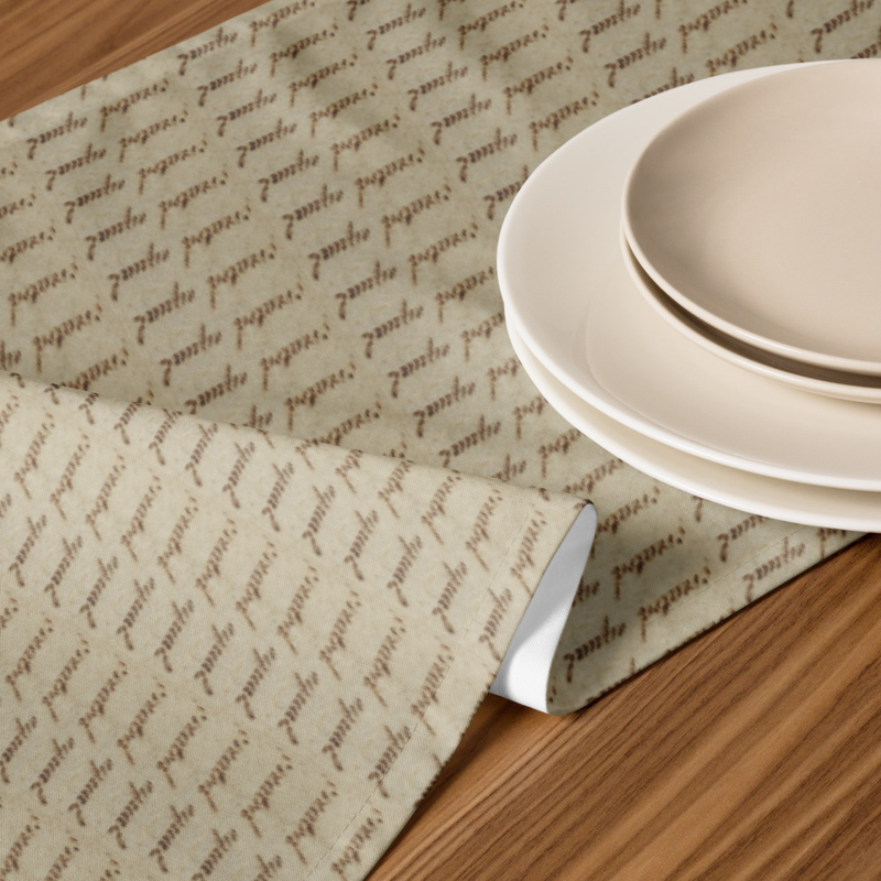 Crafted from resilient fabric, this table runner is both soft and enduring. Whether for everyday elegance or holiday charm, it will make meal times with loved ones a little more special. Treat yourself to this delightful table accessory or consider it as a thoughtful gift for someone special.

• 100% polyester
• Full coverage sublimation
• Size: 90″ × 16″ (229 cm × 41 cm)
• The reverse side is off-white
• Blank product sourced from China