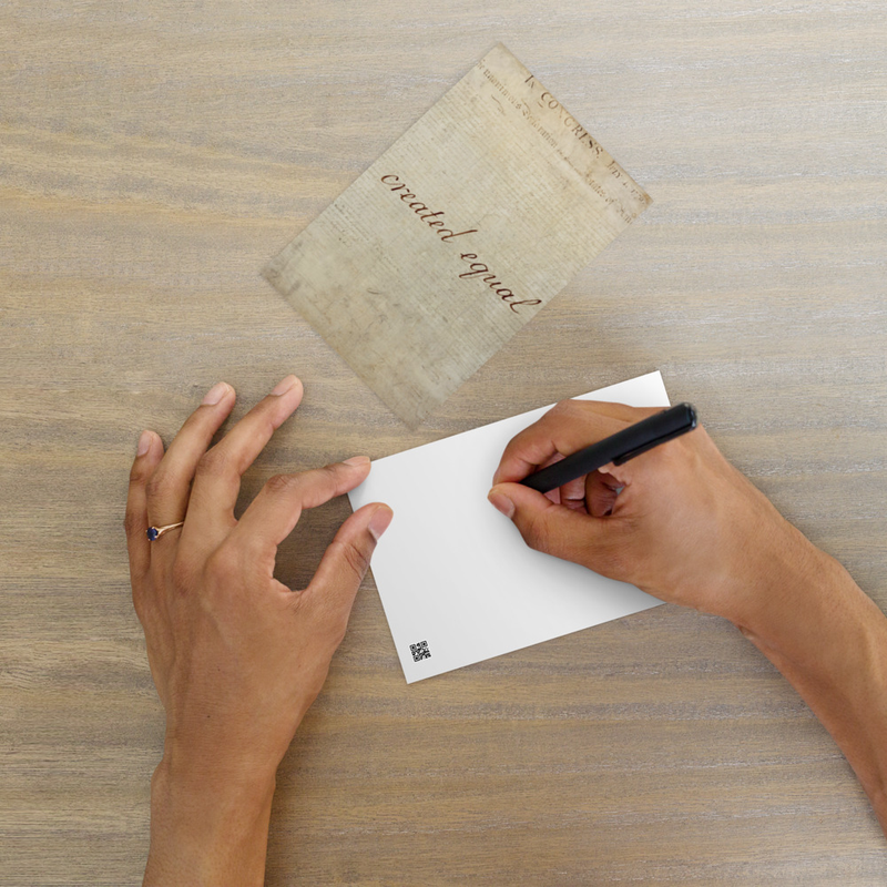 These postcards are made from thick high-quality matte paper, so they serve as a great addition to a gift or just a thoughtful written note to a friend.
• Cardboard paper
• Paper weight: 7.67–10.32 oz/yd² (260–350 g/m²)
• Size: 4″ × 6″ (101 × 152 mm)
• Paper thickness: 0.013″ (0.34 mm)
• Coated outer surface
• Blank product materials sourced from Sweden, US, Brazil, or China