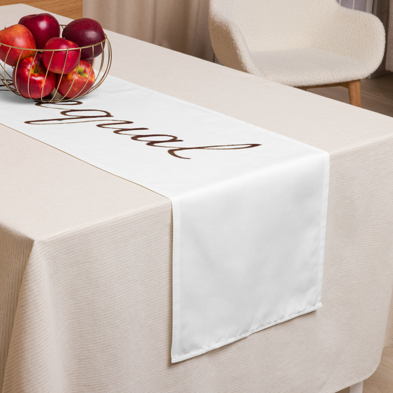 Crafted from resilient fabric, this table runner is both soft and enduring. Whether for everyday elegance or holiday charm, it will make meal times with loved ones a little more special. Treat yourself to this delightful table accessory or consider it as a thoughtful gift for someone special.

• 100% polyester
• Full coverage sublimation
• Size: 90″ × 16″ (229 cm × 41 cm)
• The reverse side is off-white
• Blank product sourced from China