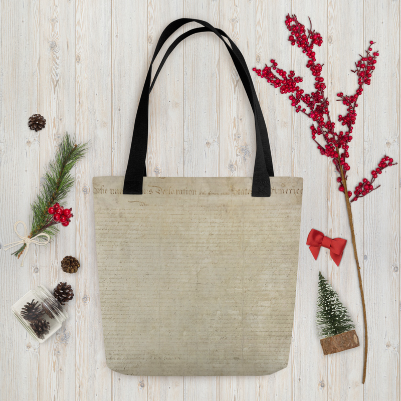 A spacious and trendy tote bag to help you carry around everything that matters.

• 100% polyester
• Bag size: 15″ × 15″ (39 × 39 cm)
• Capacity: 2.6 US gal (10 l)
• Maximum weight limit: 44lbs (20 kg)
• Dual handles made from 100% natural cotton bull denim
• Handle length: 26″ (67 cm), width 1″ (2.5 cm)
• The handles can slightly differ depending on the fulfillment location