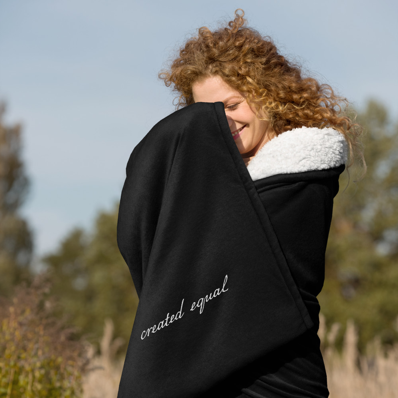 There’s something special about having that one blanket you know will bring you comfort no matter when and where. It’s time to take a new one home—the embroidered premium sherpa blanket has sheeny fleece fabric on one side and super-soft sherpa fabric on the other that’ll keep you warm and snug. The blanket’s plush look makes it a great home accessory as well as the perfect travel buddy.

• 100% polyester fleece on one side
• 100% polyester sherpa on the other side
• 50″ × 60″ (127.0 cm × 152.4 cm)
• Blank product sourced from Thailand