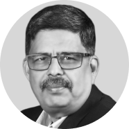 Black and white headshot of Rama Mohan
