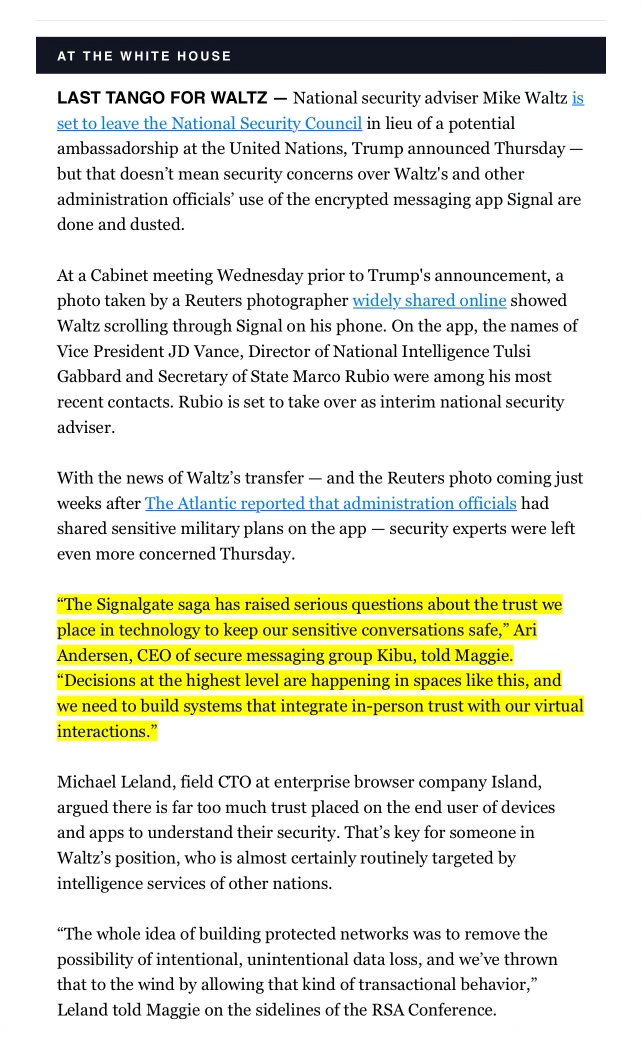 Politico Pro Article Last Tango For Waltz Screenshot