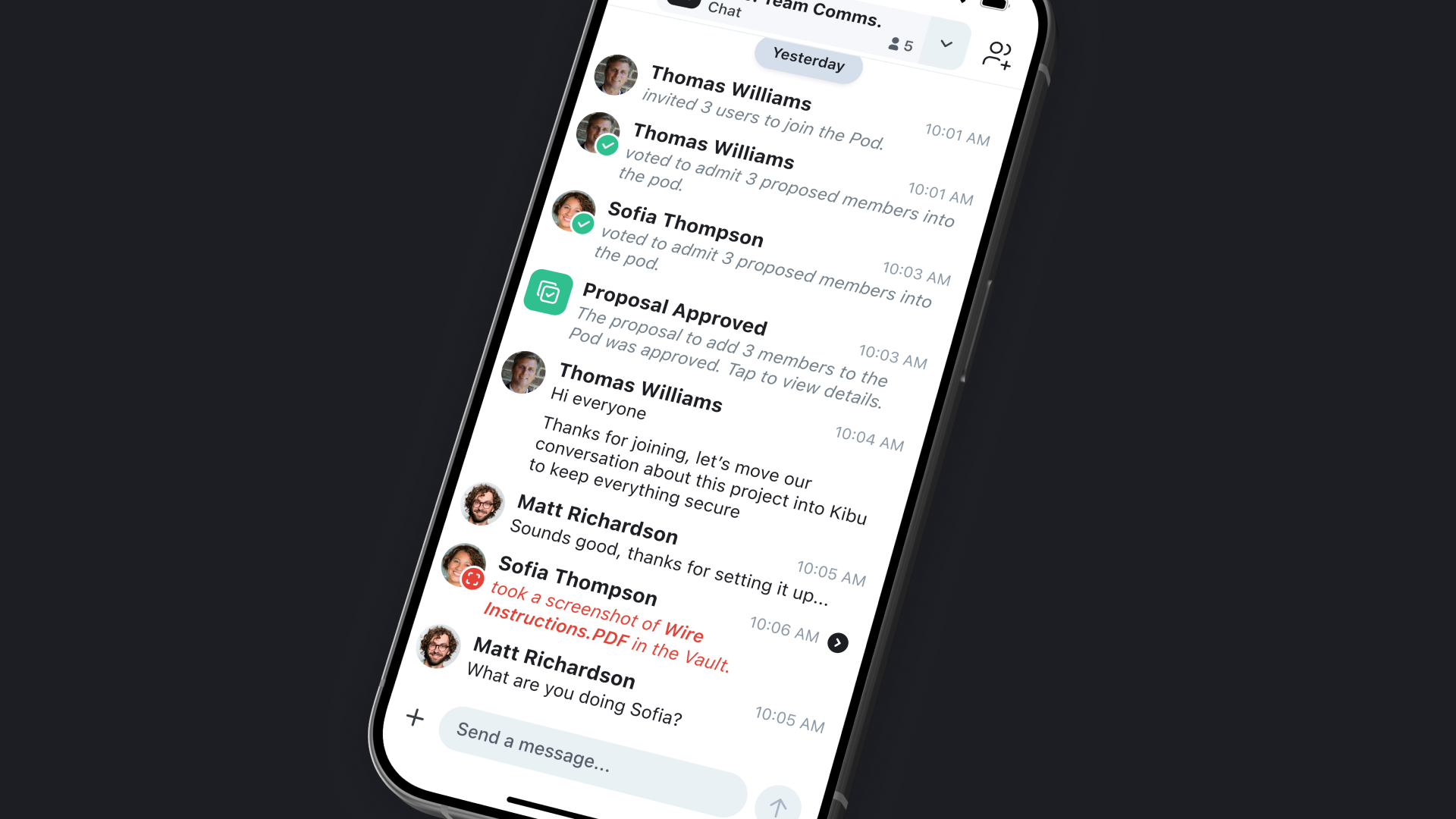 Kibu encrypted chat in a phone
