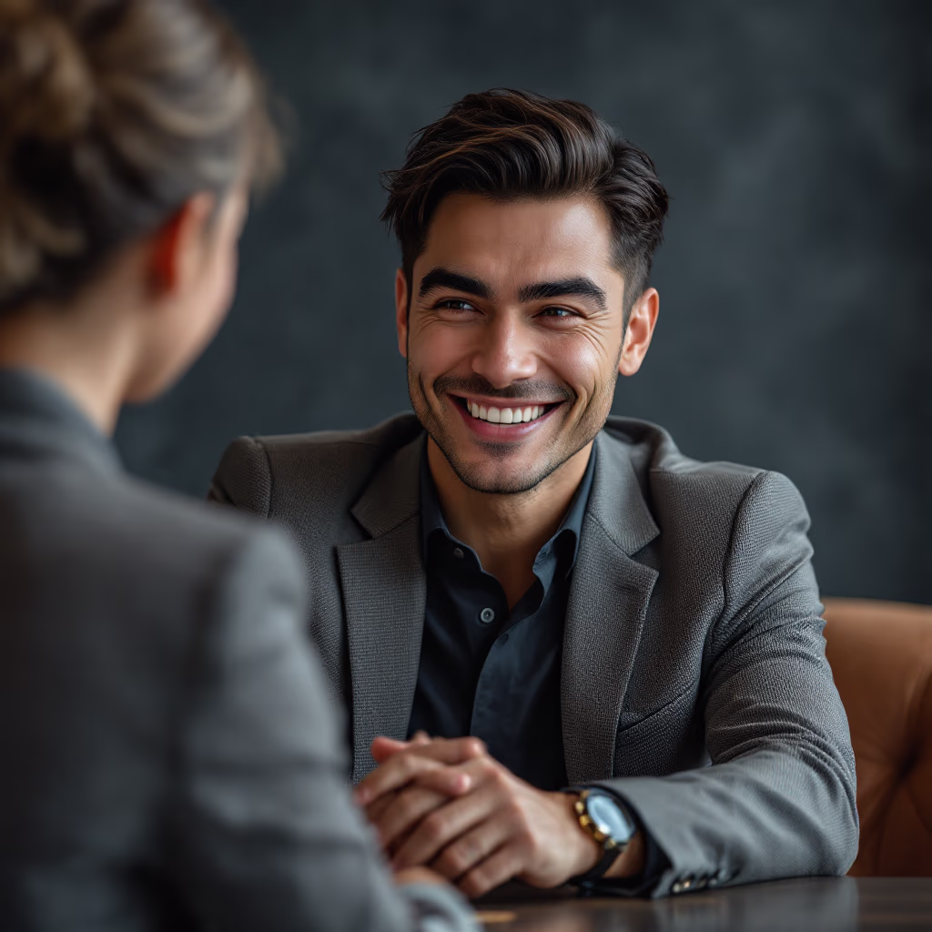 [headshot] image of satisfied customer shaking hands with company representative - fintech company