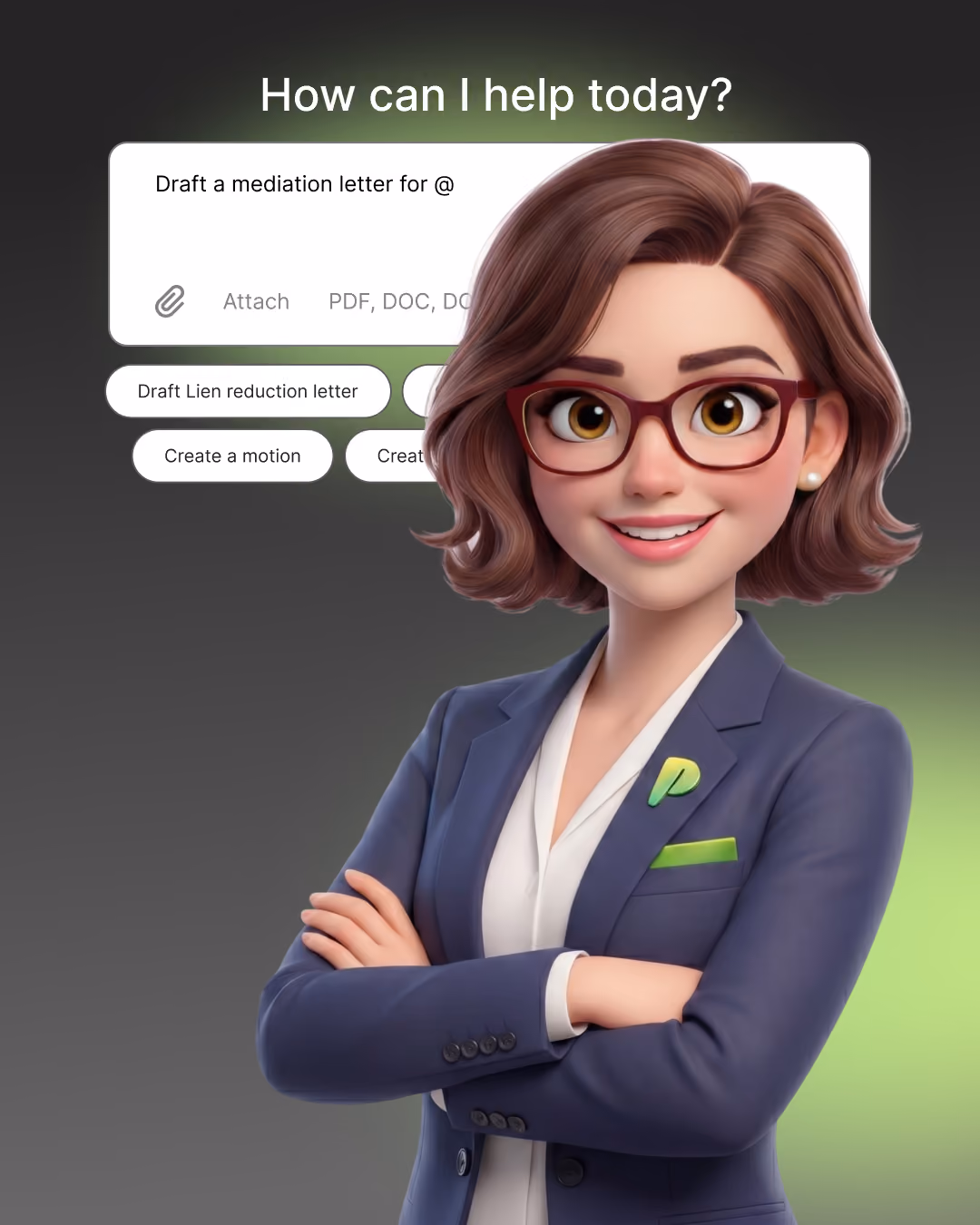 Legal professional using ProPlaintiff AI paralegal software for personal injury case management and document automation.