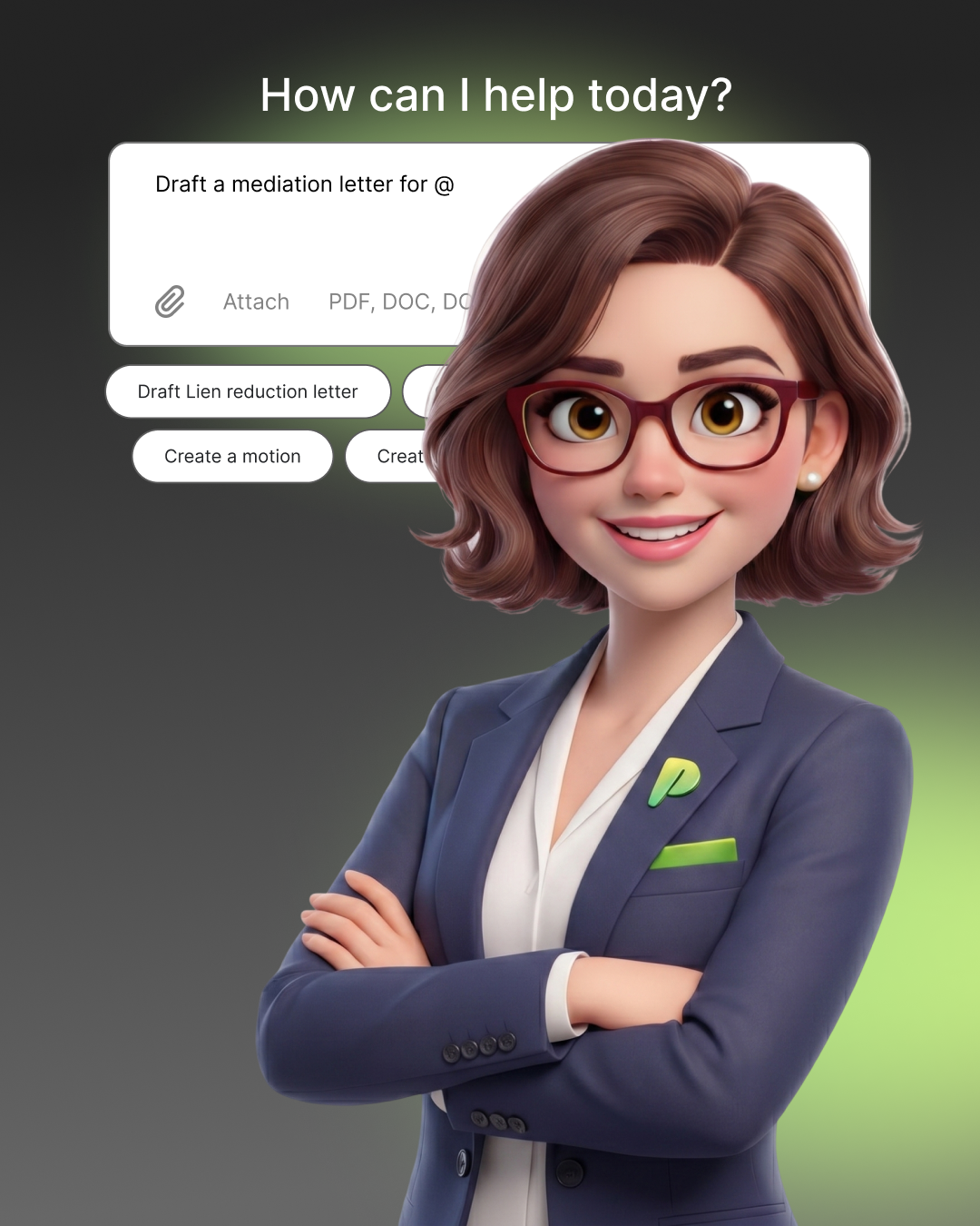 Legal professional using ProPlaintiff AI paralegal software for personal injury case management and document automation.