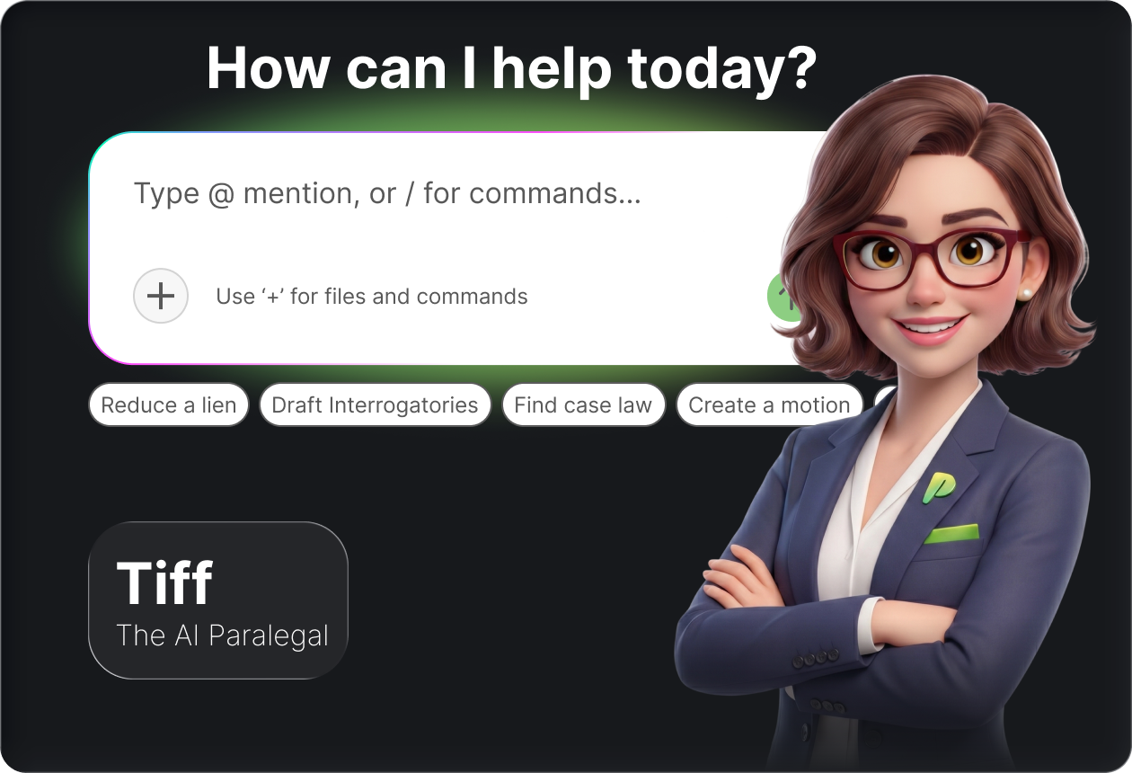 ProPlaintiff AI Paralegal interface powered by 6.7 million case law database - showing conversational AI for case building, legal document drafting, bulk PDF uploads, and automated case analysis for personal injury attorneys and paralegals