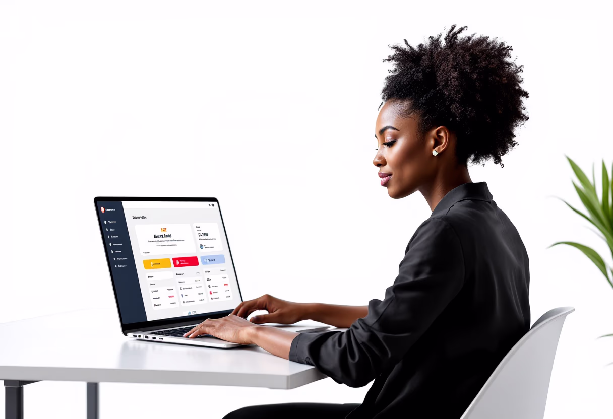 [interface] image of employee interacting with hr software (for a hr tech)