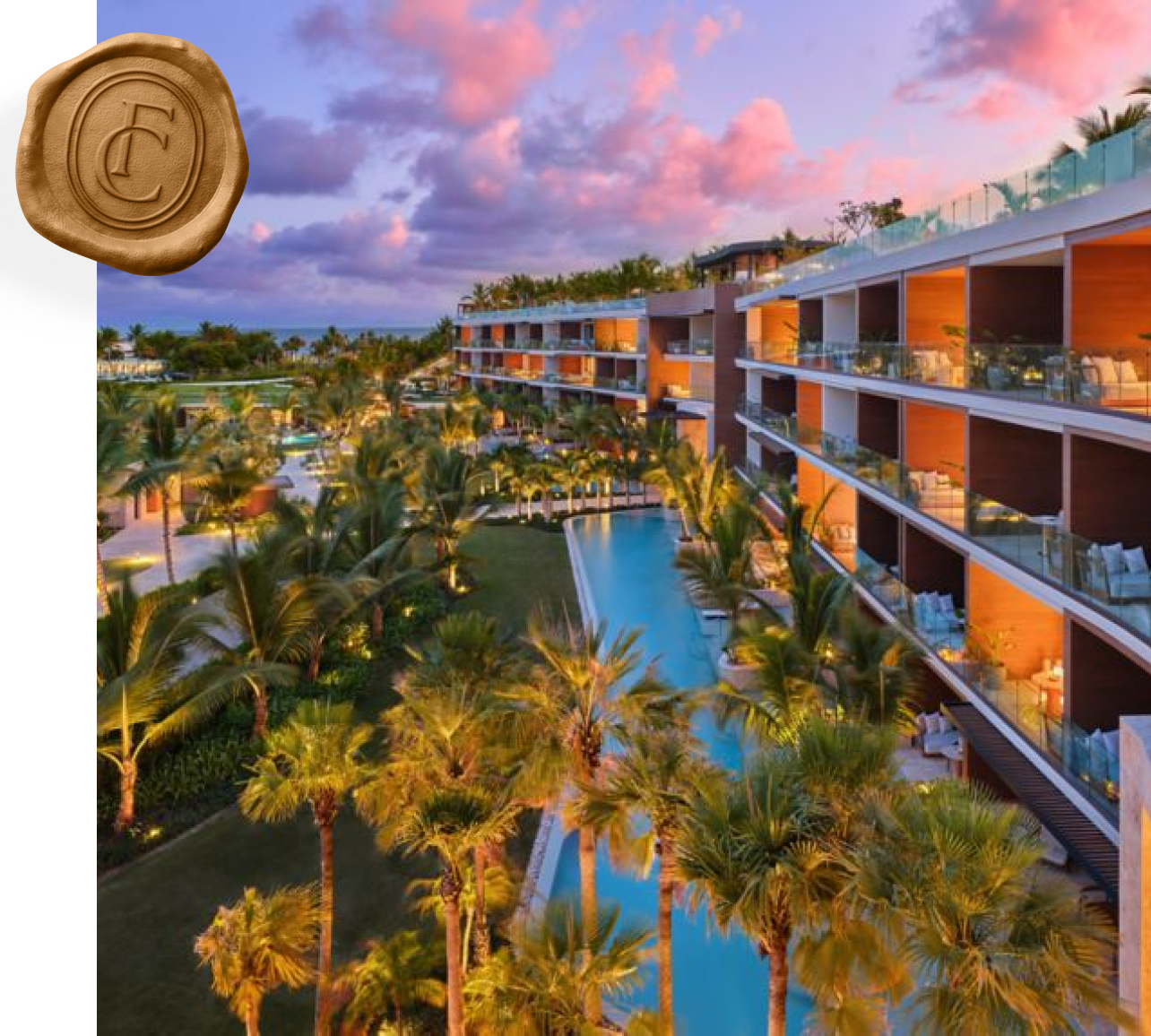 The St. Regis Cap Cana Resort at dusk