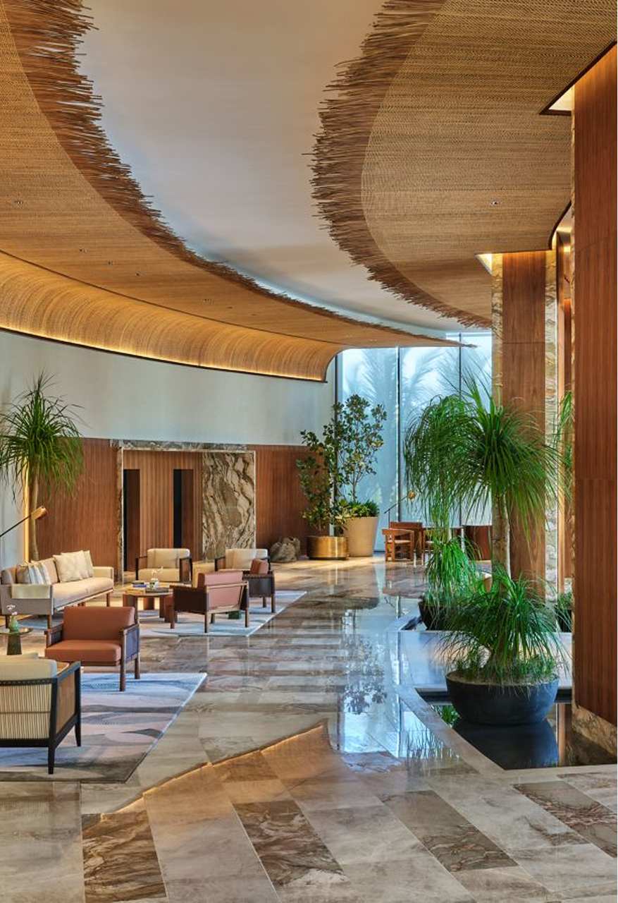 Resort interior hallway