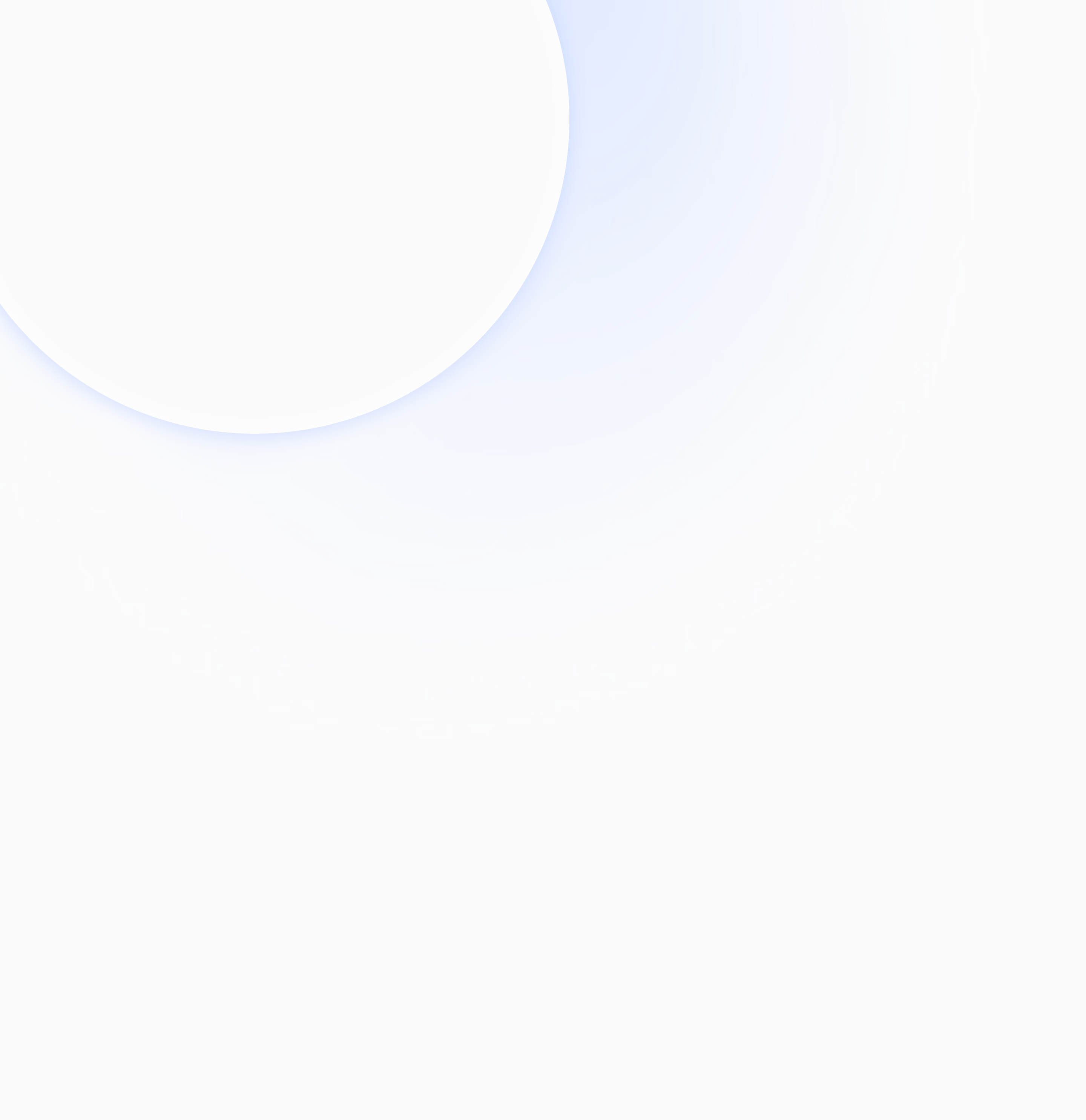 White circular object emitting a blue glowing gradient on a light gray background.