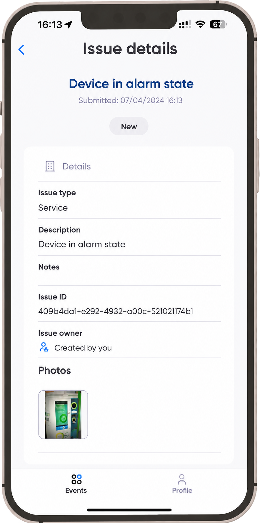 Fixtag mobile application – service task details