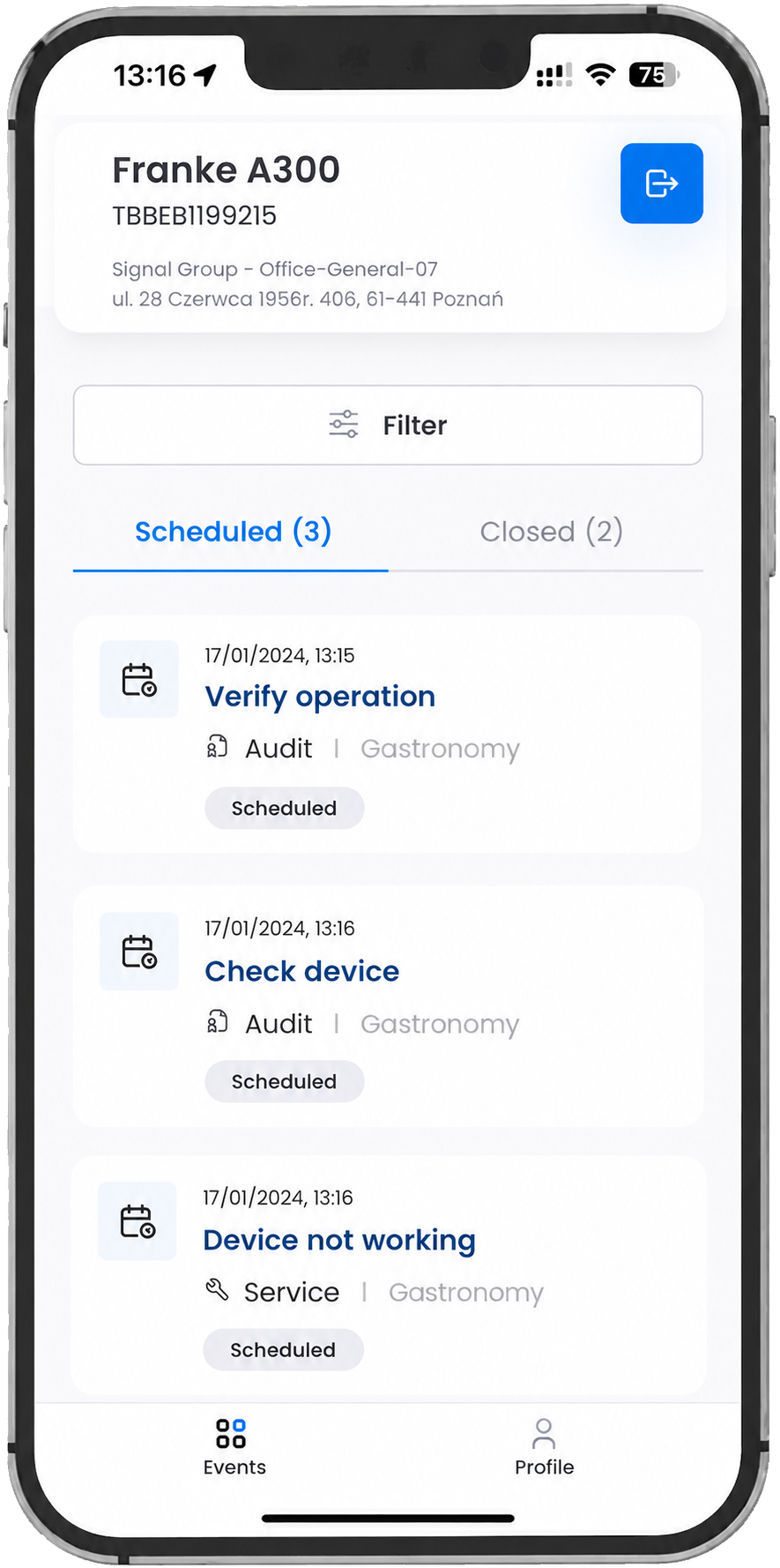 Fixtag mobile application – equipment overview