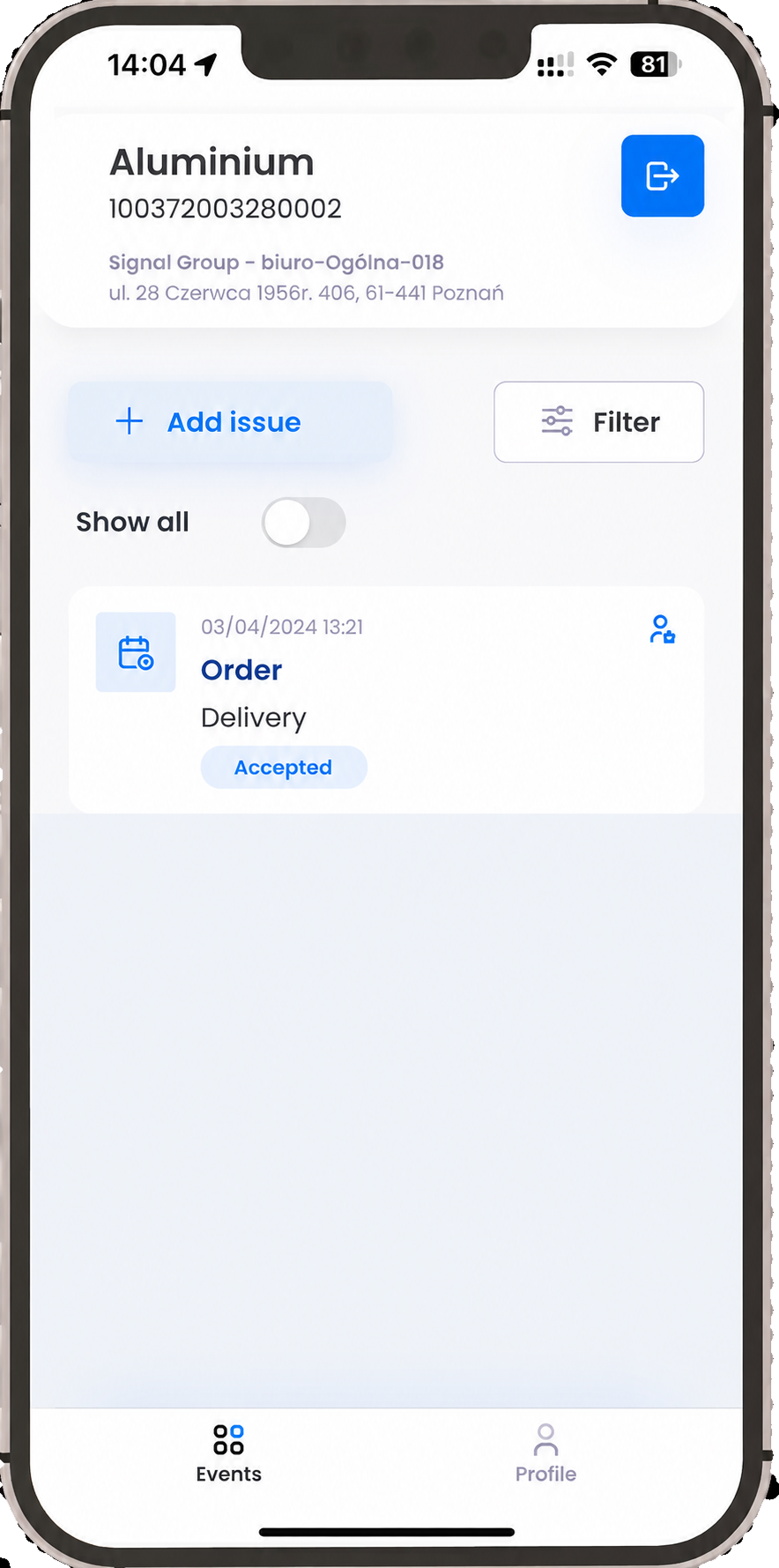 Fixtag mobile application – service notification