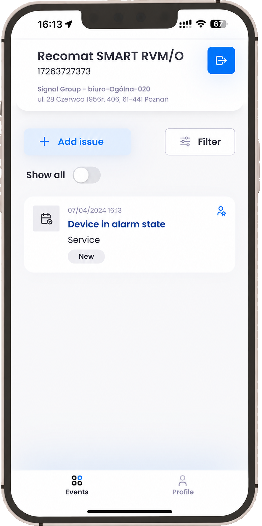 Fixtag mobile application – device service history