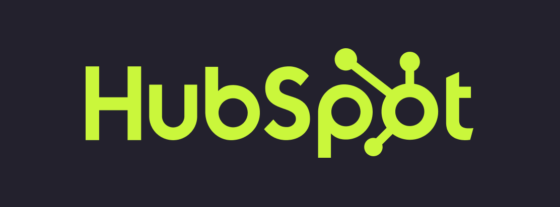 HubSpot company logo in lime green on a dark background.