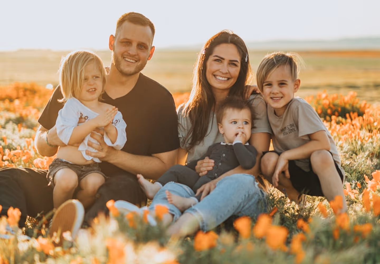 happy family on a garden