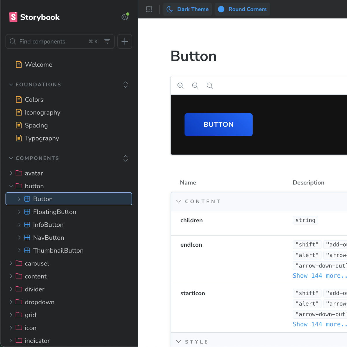 Voyager Design System Core Features