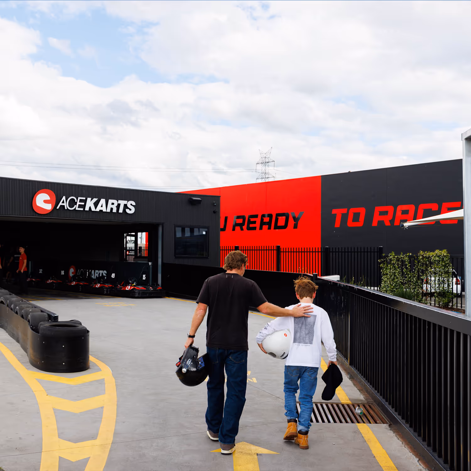 School holiday go kart session at Ace Karts with young racers and karts.