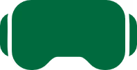 Green virtual reality headset icon with rounded edges.