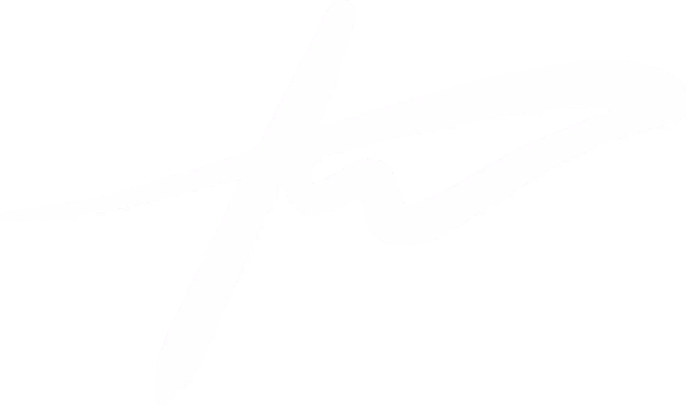 Abstract white signature-style graphic on a black background.