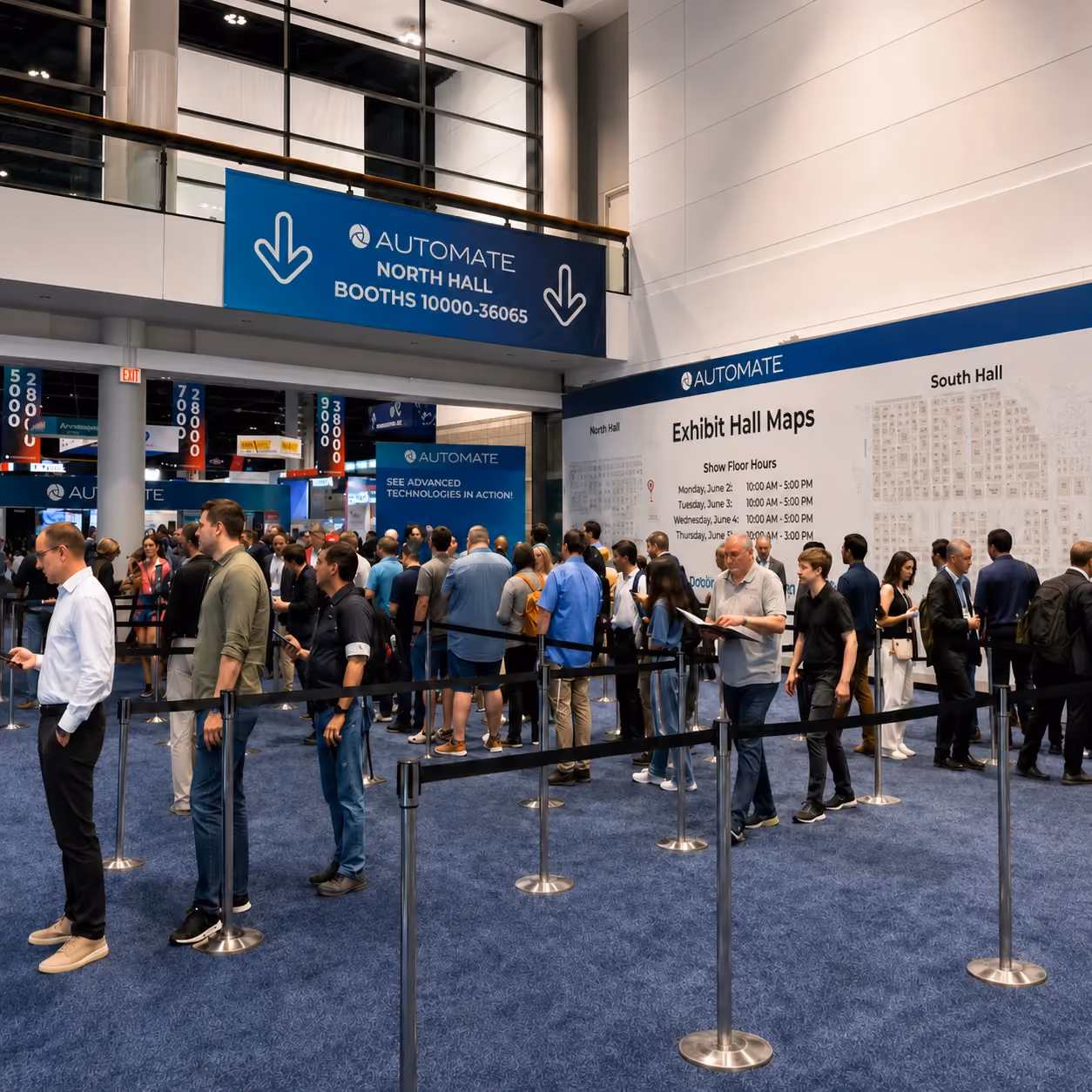 Attendees entering the AUTOMATE trade show floor