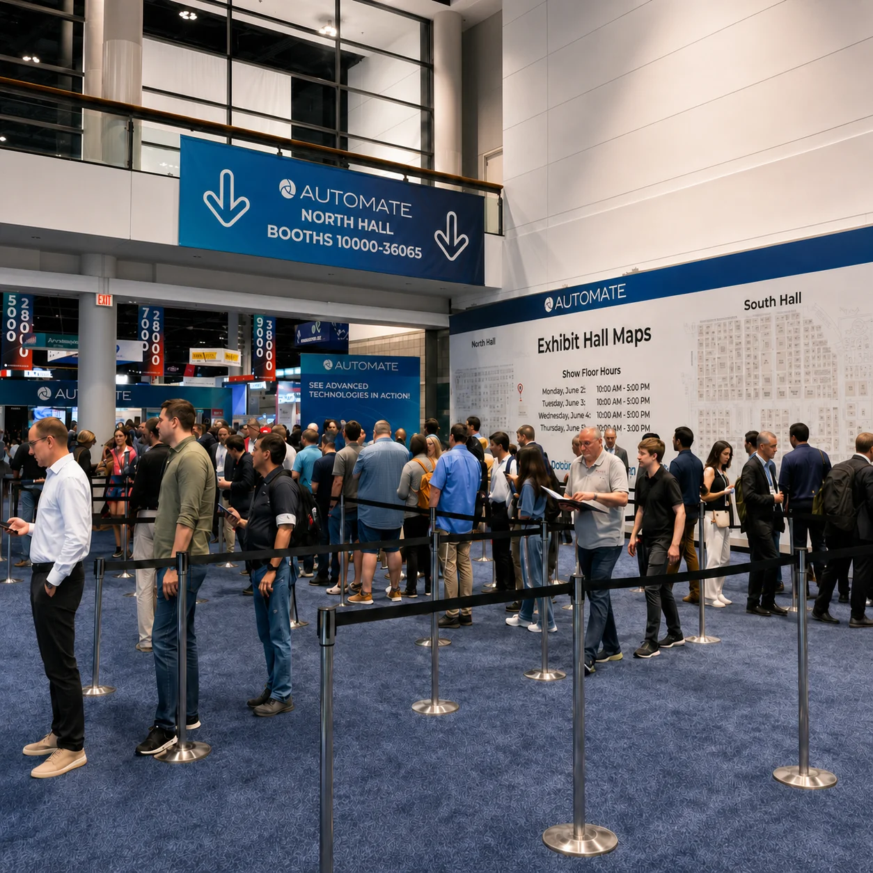 Attendees entering the AUTOMATE trade show floor