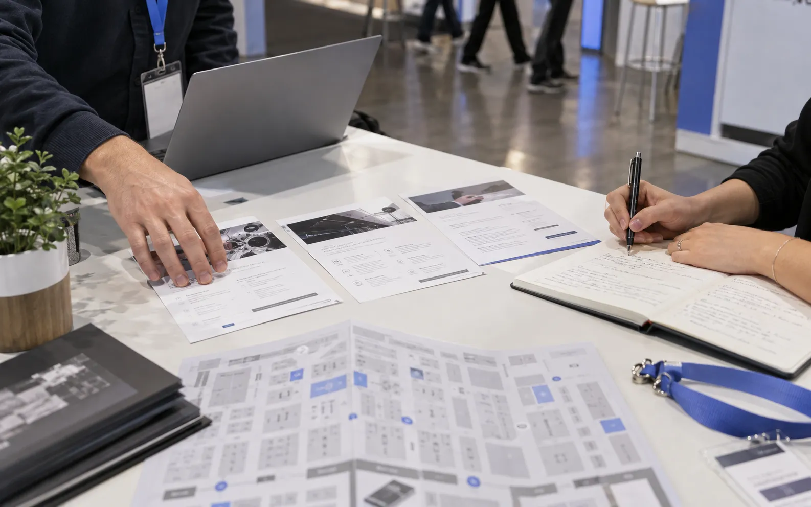 Generated scenario: an exhibitor team qualifying account priorities using company research