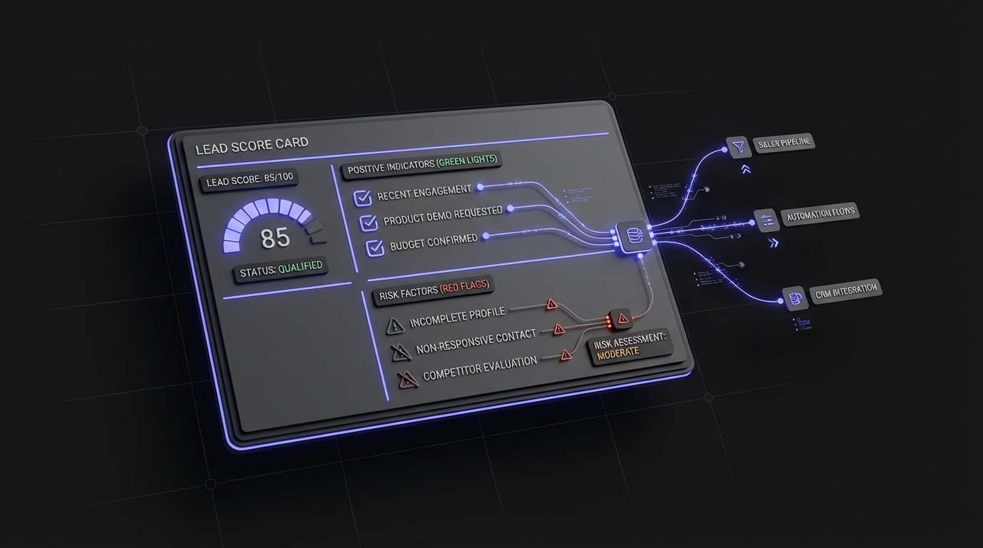 Lead qualification scoring framework with green lights and red flags